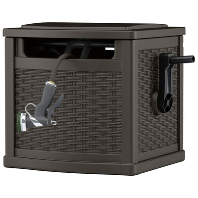 Suncast 150 Foot Slide Trak Outdoor Garden Water Hose Hideaway for Patio, Java - VMInnovations