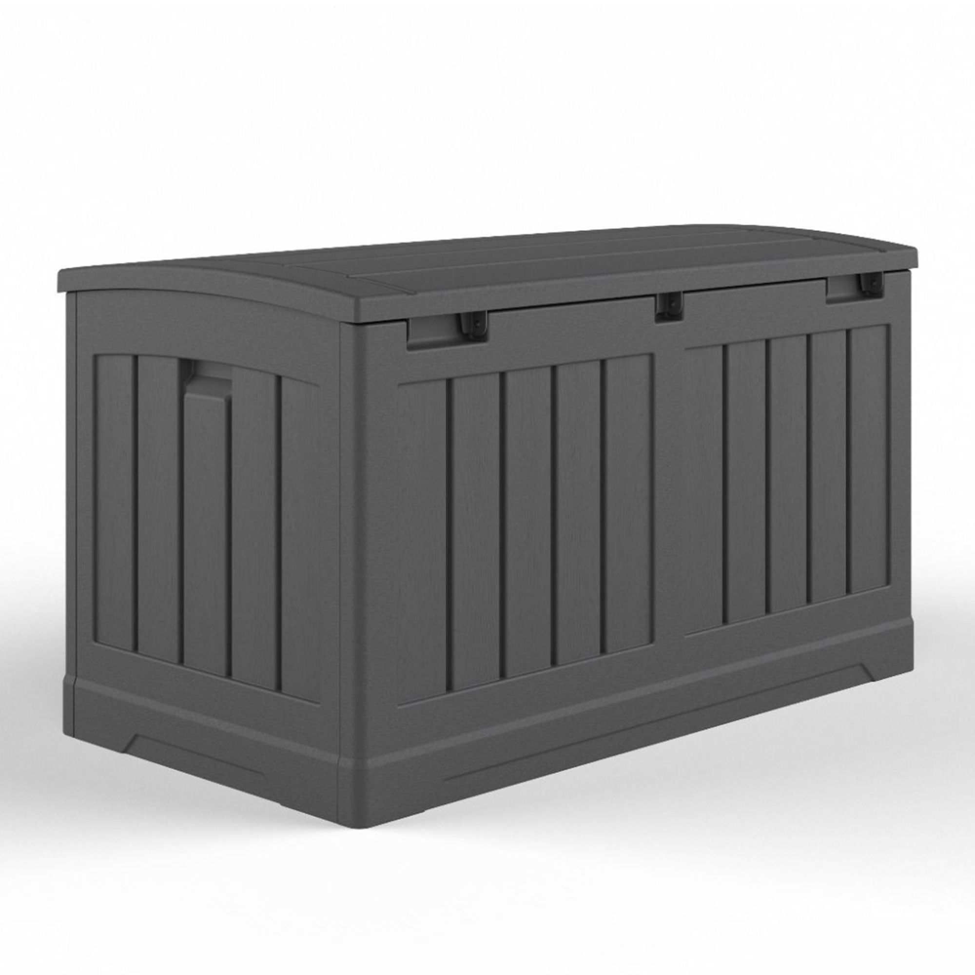 Suncast 50 Gallon Medium Resin Outdoor Storage Deck Box with Lid, Peppercorn - VMInnovations