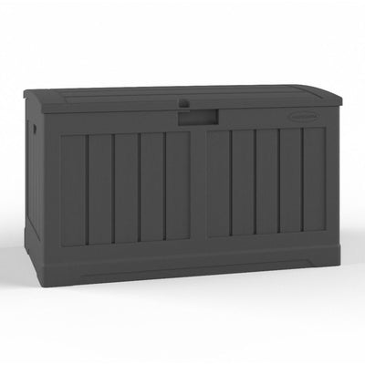Suncast 50 Gallon Medium Resin Outdoor Storage Deck Box with Lid, Peppercorn - VMInnovations