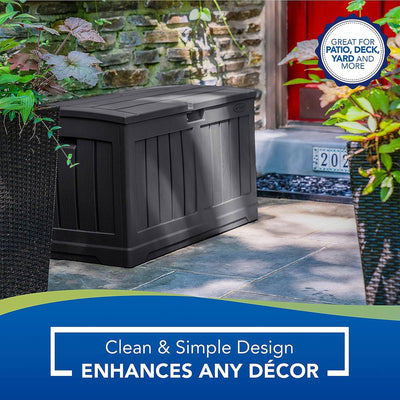 Suncast 50 Gallon Medium Resin Outdoor Storage Deck Box with Lid, Peppercorn - VMInnovations