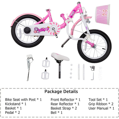 RoyalBaby Chipmunk 18 Inch Kids Steel Bicycle with Basket and Kickstand, Pink