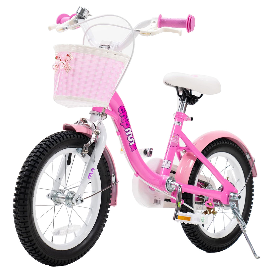 RoyalBaby Chipmunk 18" Kids Steel Bicycle with Basket and Kickstand, Pink (Used) - VMInnovations