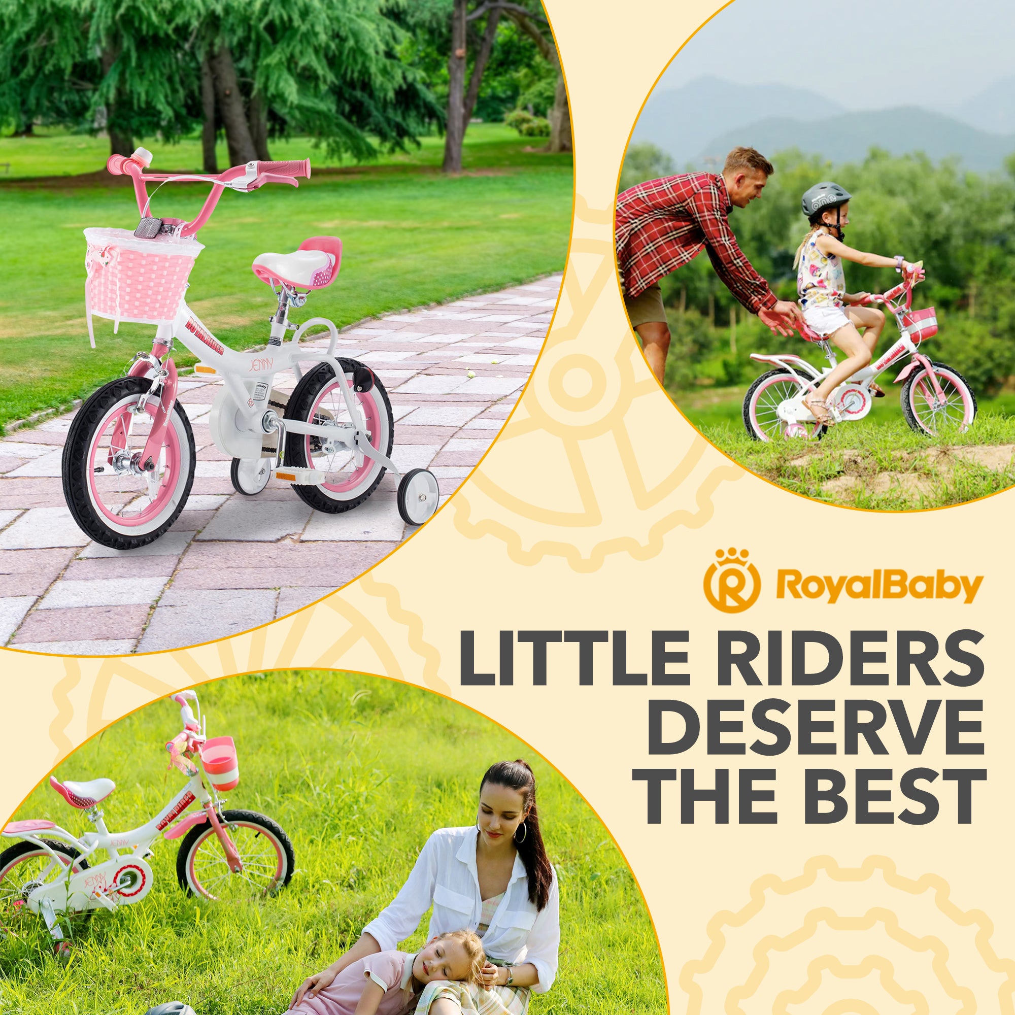 RoyalBaby Princess Kids Bicycle 14" Training Wheels, Jenny/White Pink (Open Box) - VMInnovations