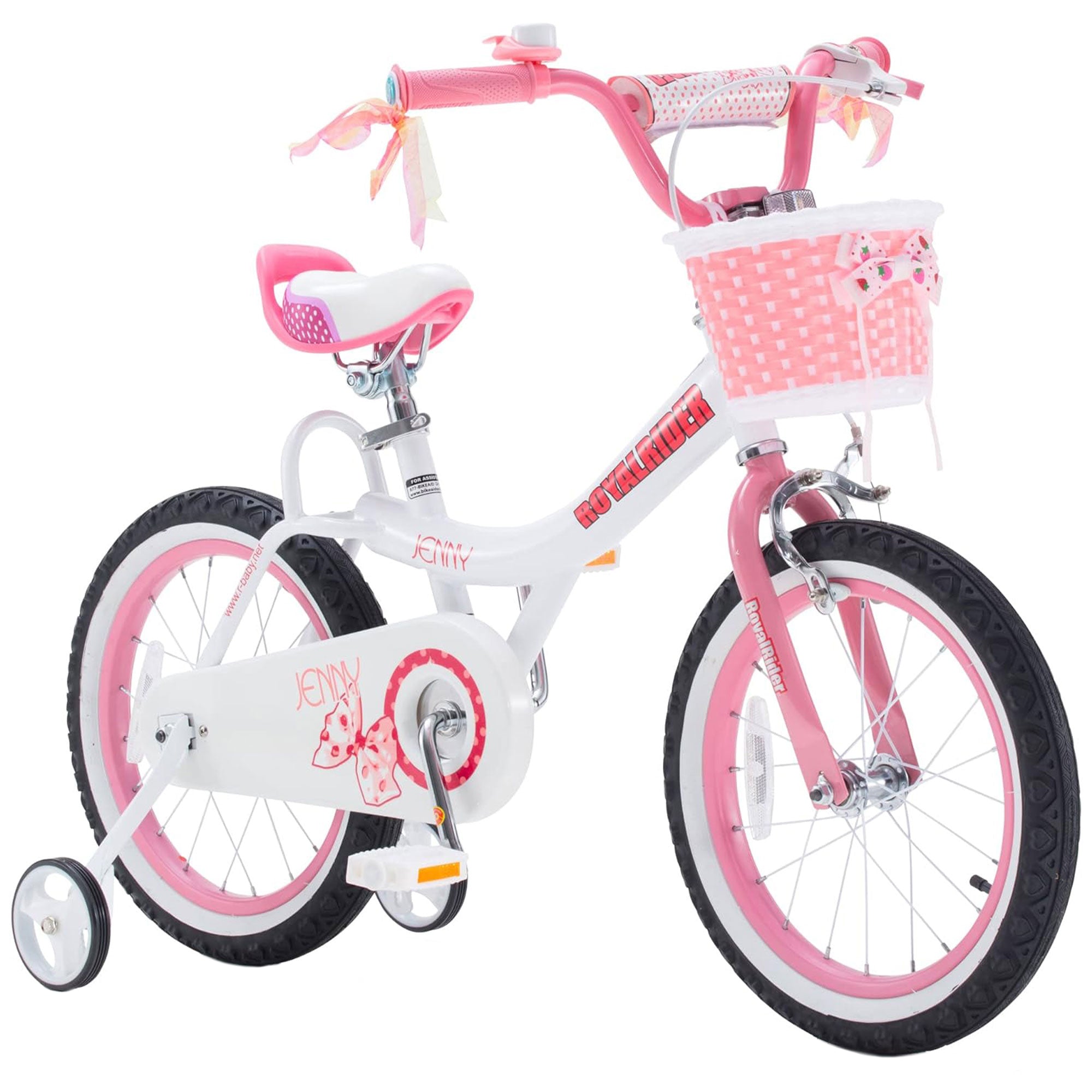 RoyalBaby Princess Girl Kids Bicycle 14" with Training Wheels, Jenny/White Pink - VMInnovations