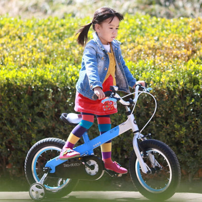 RoyalBaby Buttons 14" Kids Bike w/Training Wheels & Coaster Brake,Blue(Open Box)