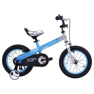 RoyalBaby Buttons 14 Inch Kids Bike with Training Wheels and Coaster Brake, Blue