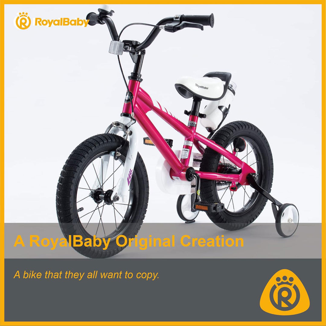 RoyalBaby 16" Kids Bike w/ Training Wheels & Kickstand, Fuchsia (For Parts)