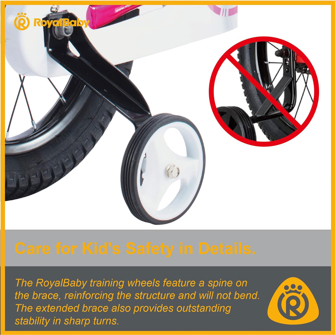 RoyalBaby Freestyle 16 Inch Kids Bike with Training Wheels & Kickstand, Fuchsia - VMInnovations