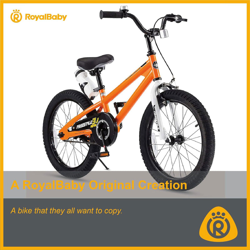 RoyalBaby Freestyle 18 Inch Kids Bike with Kickstand for Ages 5 to 9, Orange