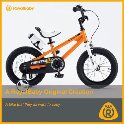 RoyalBaby Freestyle 16" Bike with Training Wheels & Kickstand, Orange (Open Box) - VMInnovations
