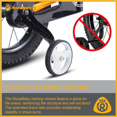 RoyalBaby Freestyle 16" Bike with Training Wheels & Kickstand, Orange (Open Box) - VMInnovations