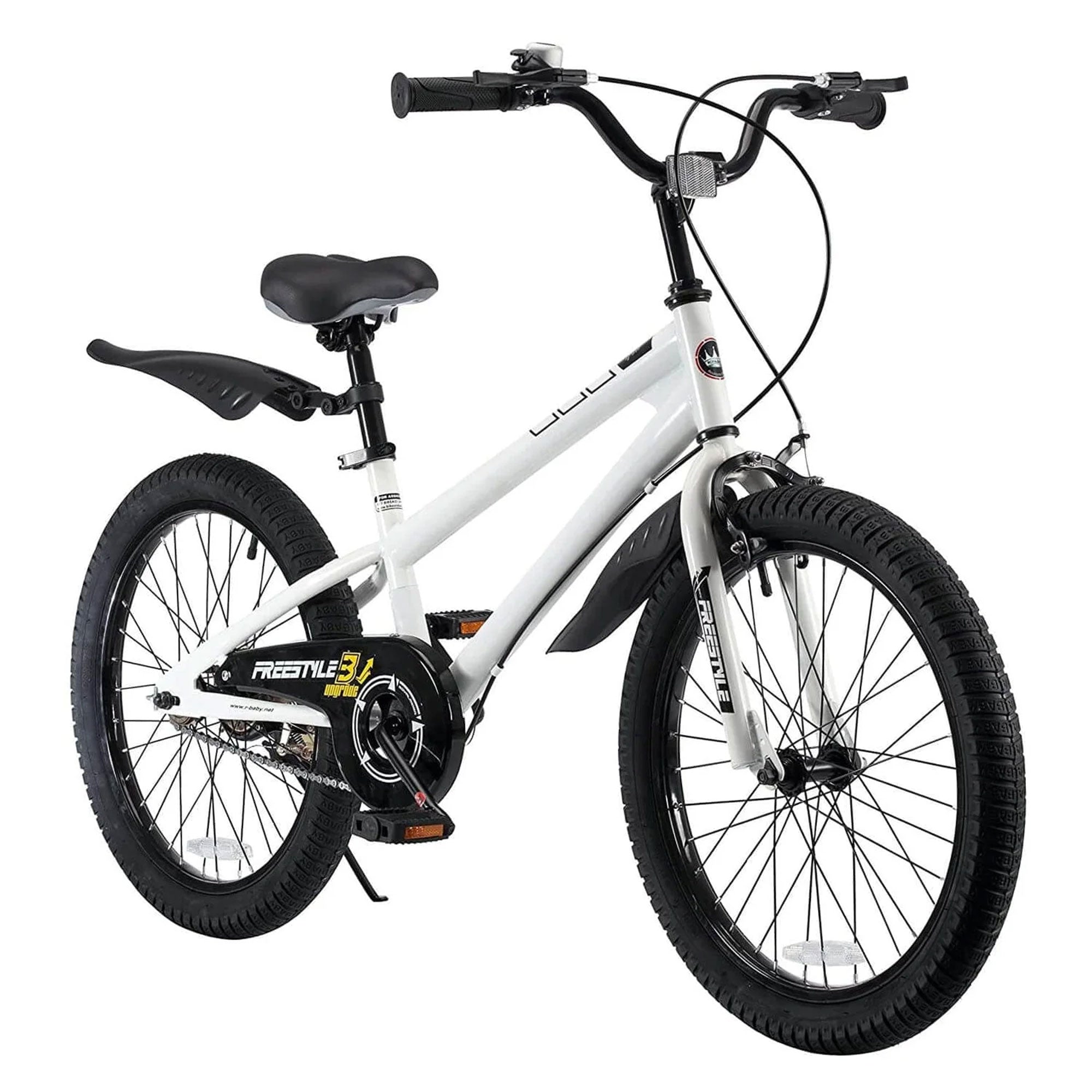 RoyalBaby Freestyle 20" Kids Bicycle w/Kickstand & Water Bottle, White (Used) - VMInnovations