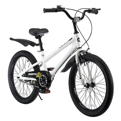 RoyalBaby Freestyle 20 Inch Kids Bicycle with Kickstand and Water Bottle, White - VMInnovations