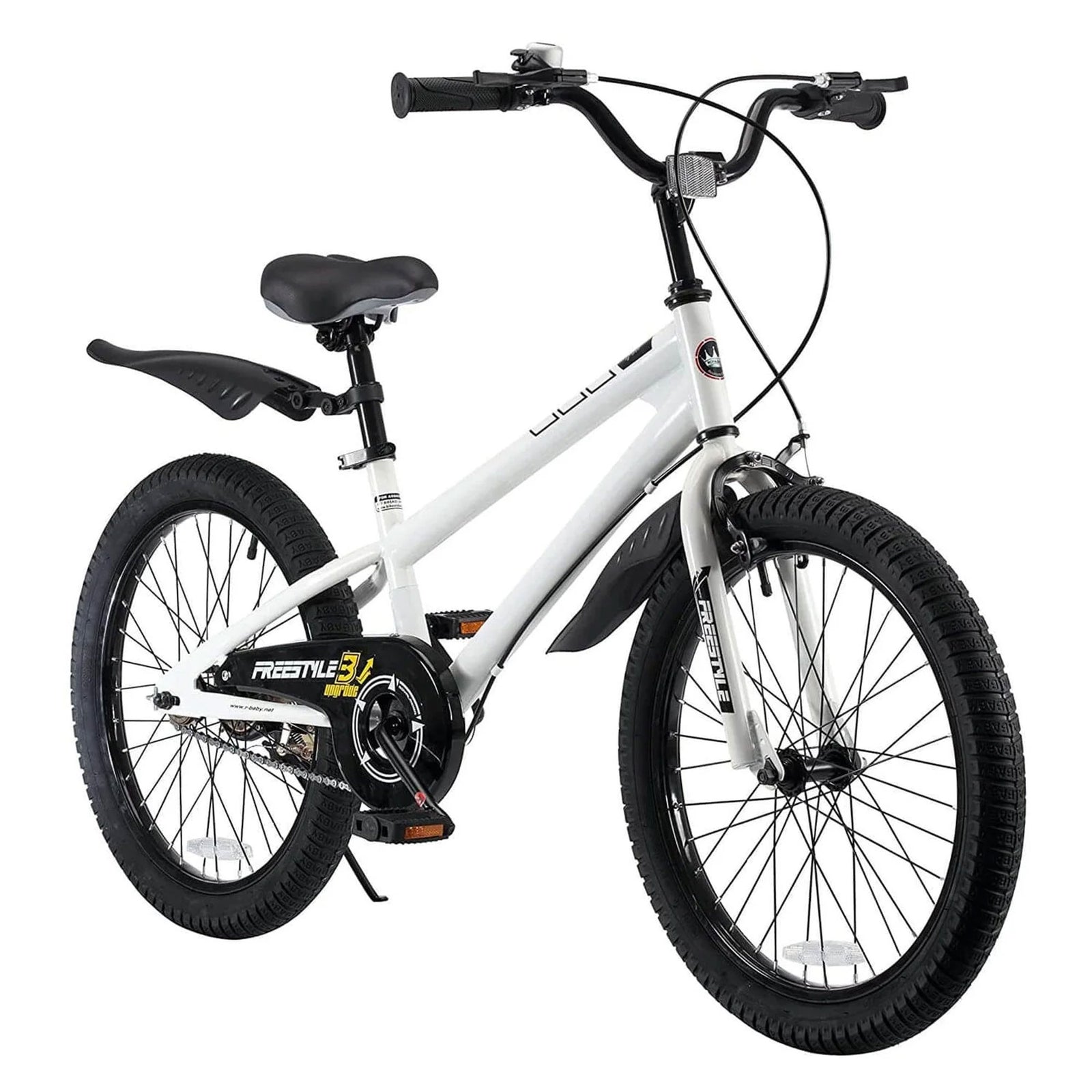 RoyalBaby 20" Kids Bicycle with Kickstand and Water Bottle, White (Open Box) - VMInnovations