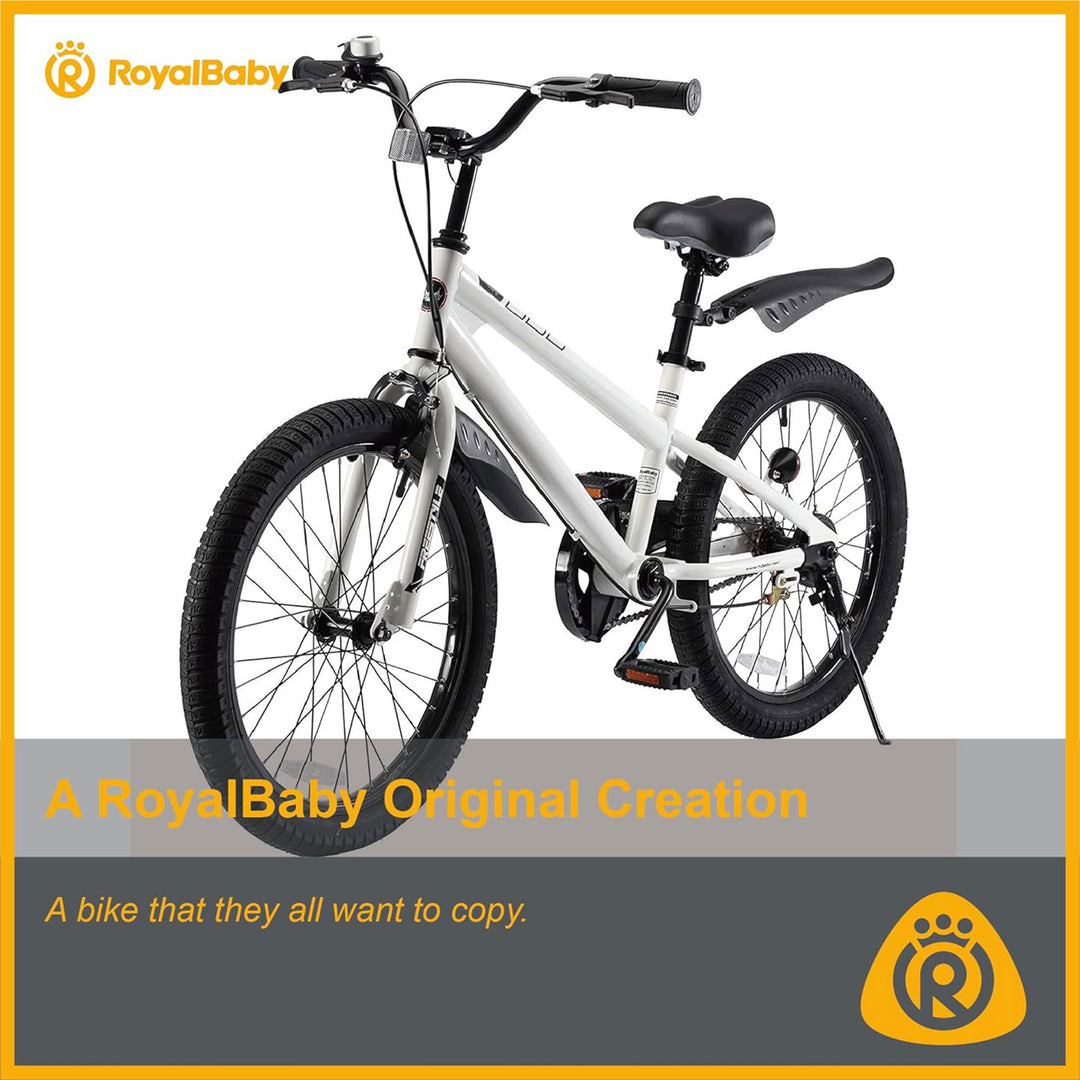 RoyalBaby 20" Kids Bicycle with Kickstand and Water Bottle, White (Open Box) - VMInnovations