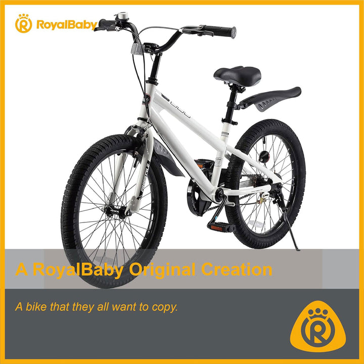 RoyalBaby 20" Kids Bicycle with Kickstand and Water Bottle, White (Open Box) - VMInnovations
