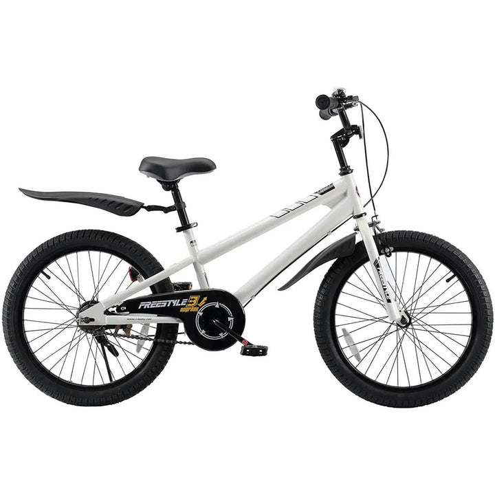 RoyalBaby Freestyle 20 Inch Kids Bicycle with Kickstand and Water Bottle, White