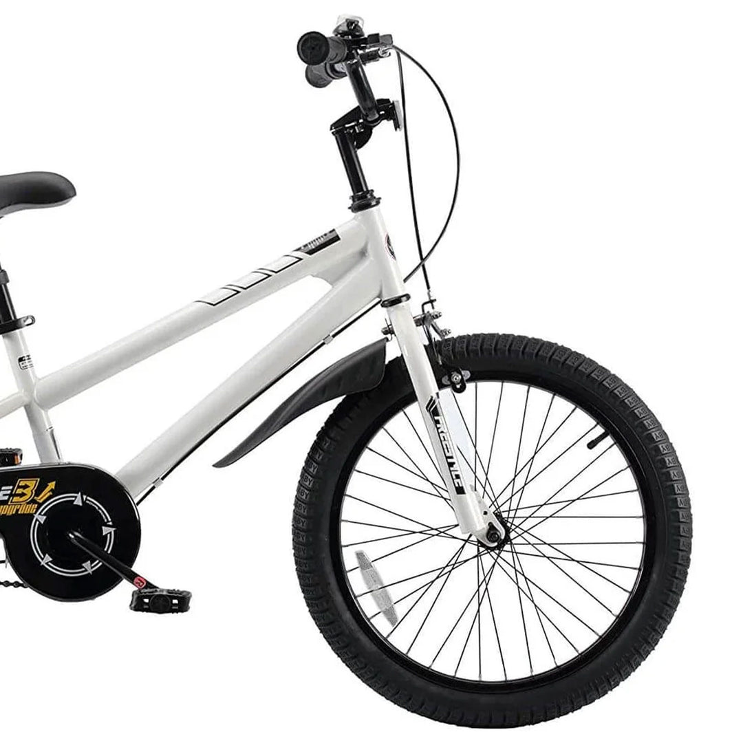 RoyalBaby Freestyle 20 Inch Kids Bicycle with Kickstand and Water Bottle, White - VMInnovations