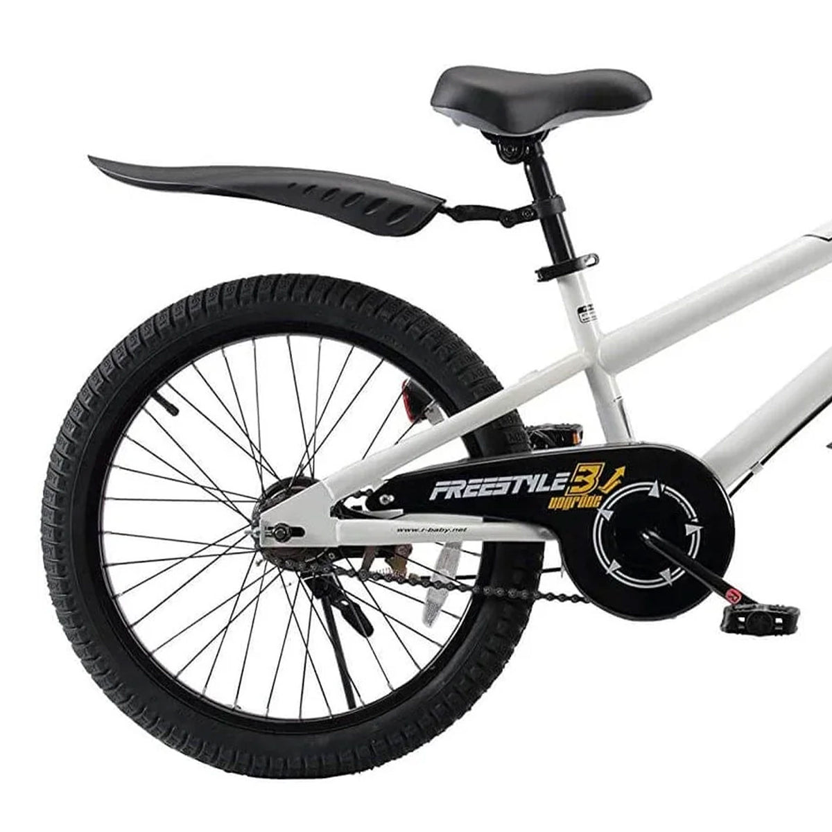 RoyalBaby Freestyle 20 Inch Kids Bicycle with Kickstand and Water Bottle, White - VMInnovations