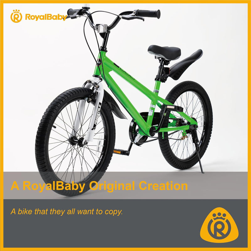 RoyalBaby Freestyle Kids 20 Inch Bike with Kickstand, Bell and Reflectors, Green