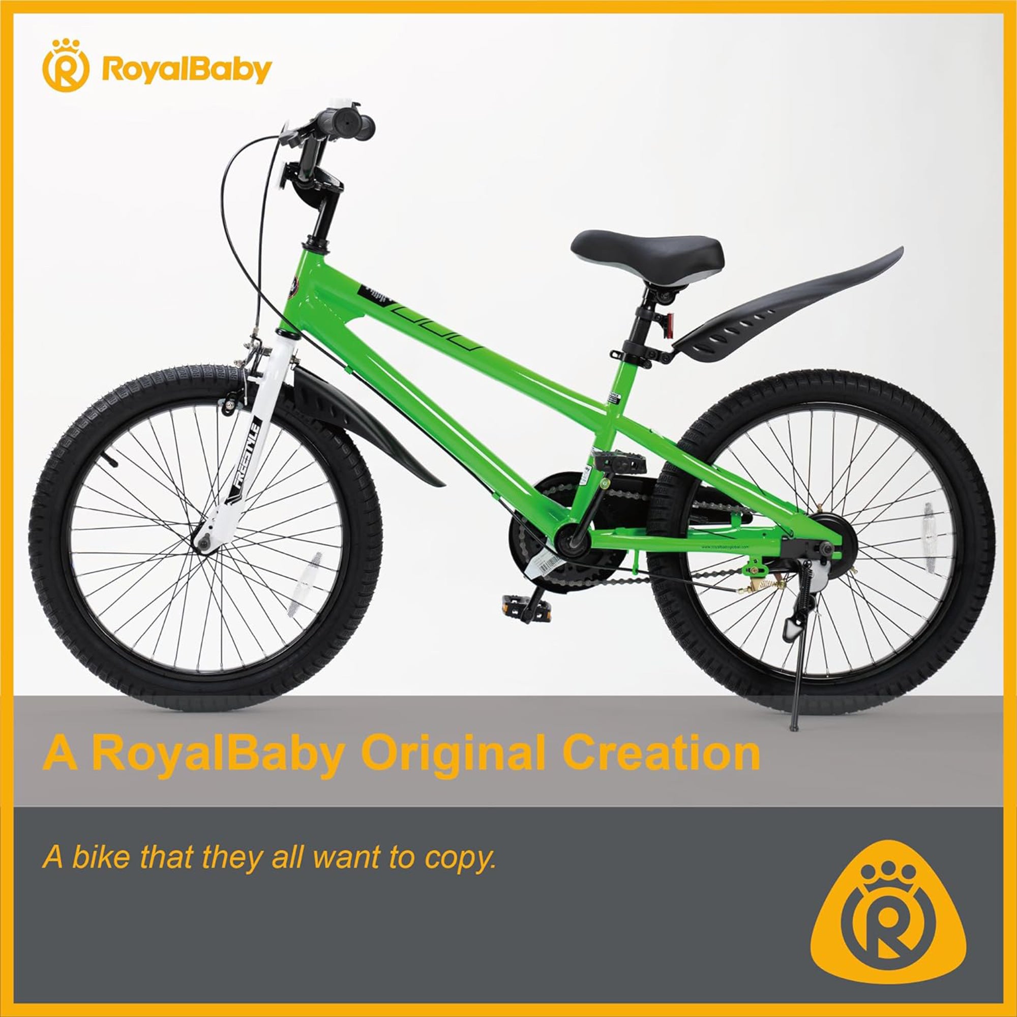 RoyalBaby Freestyle Kids 20" Bike w/Kickstand, Bell & Reflectors,Green(Open Box)