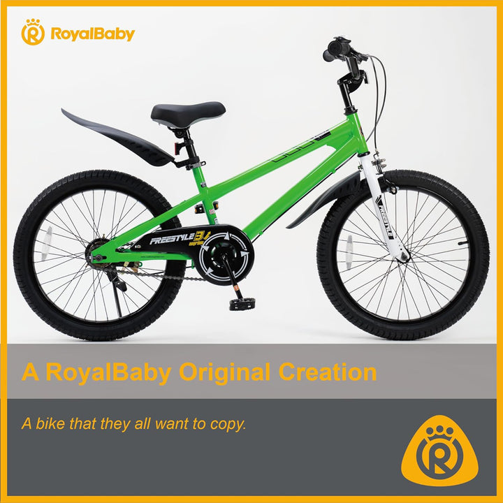 RoyalBaby Freestyle Kids 20 Inch Bike with Kickstand, Bell and Reflectors, Green