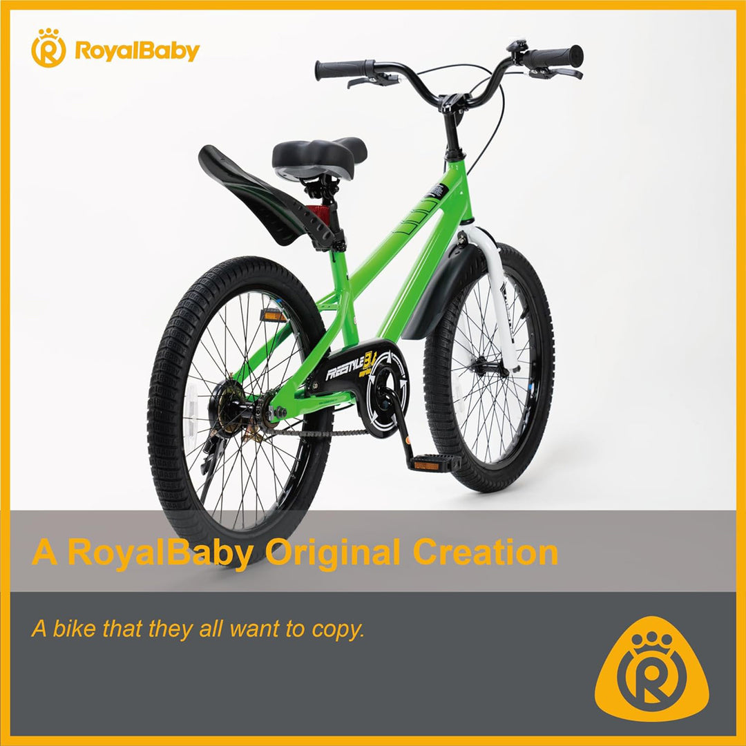 RoyalBaby Freestyle Kids 20" Bike w/Kickstand, Bell & Reflectors,Green(Open Box)