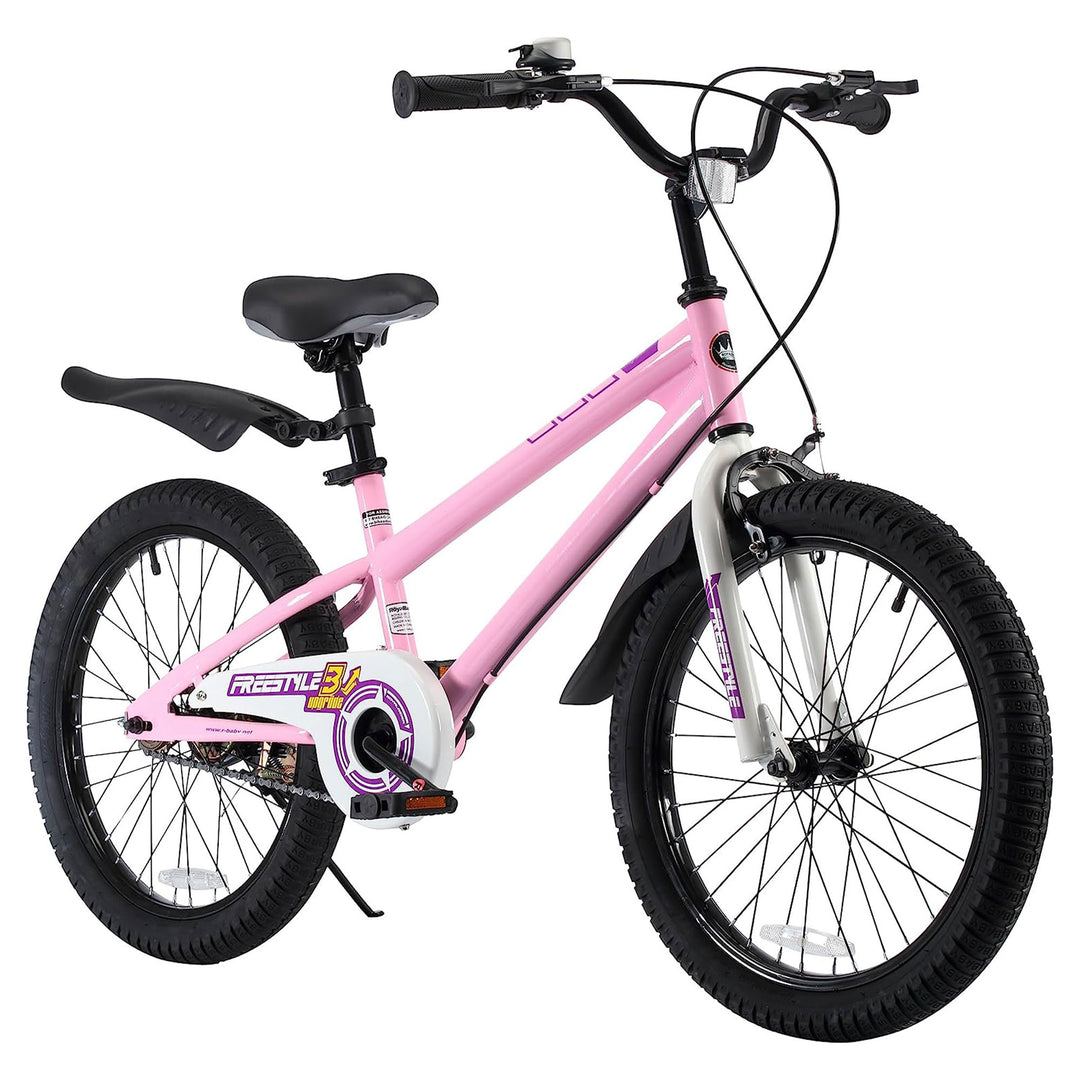 RoyalBaby Freestyle 20 Inch Kids Bicycle with Kickstand and Water Bottle, Pink