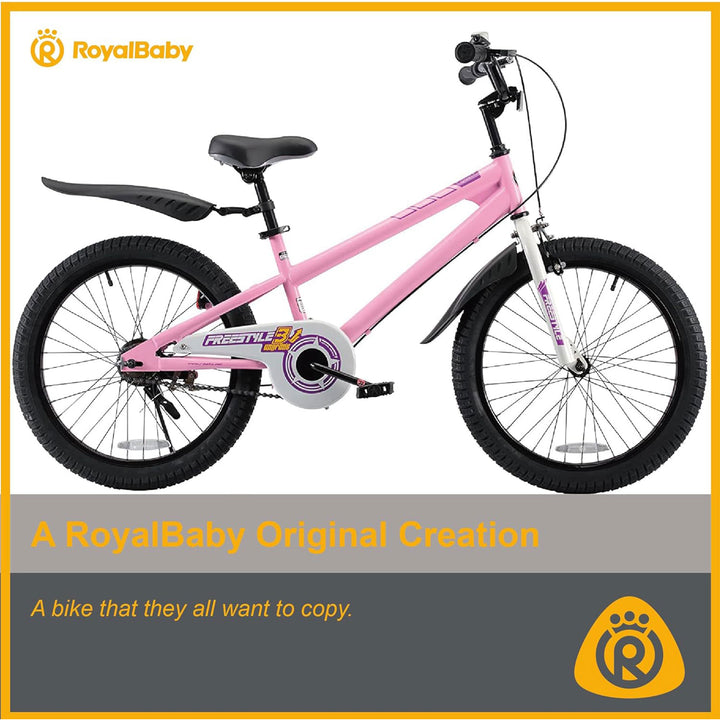 RoyalBaby Freestyle 20 Inch Kids Bicycle w/Kickstand & Water Bottle, Pink (Used)