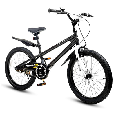 RoyalBaby Freestyle 20 Inch Kids Bicycle with Kickstand and Water Bottle, Black - VMInnovations