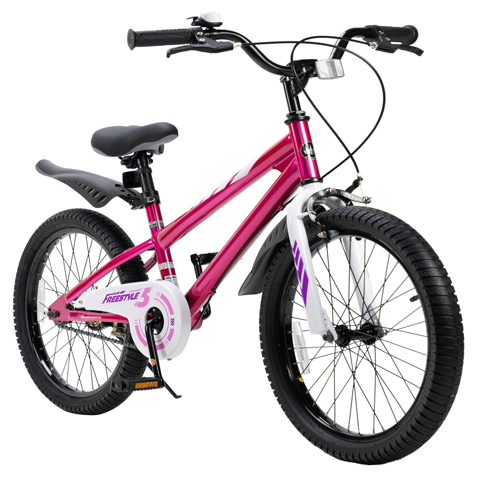 RoyalBaby Freestyle 20" Kids Bicycle with Kickstand and Water Bottle, Fuchsia - VMInnovations