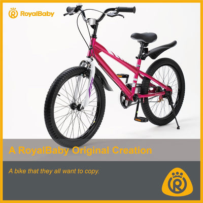 RoyalBaby Freestyle 20" Kids Bicycle with Kickstand and Water Bottle, Fuchsia - VMInnovations