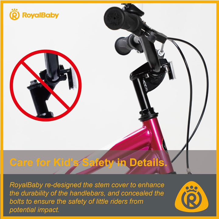 RoyalBaby Freestyle 20" Kids Bicycle with Kickstand and Water Bottle, Fuchsia