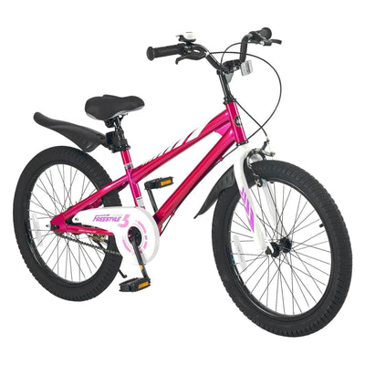 RoyalBaby Freestyle 20" Kids Bicycle with Kickstand and Water Bottle, Fuchsia - VMInnovations