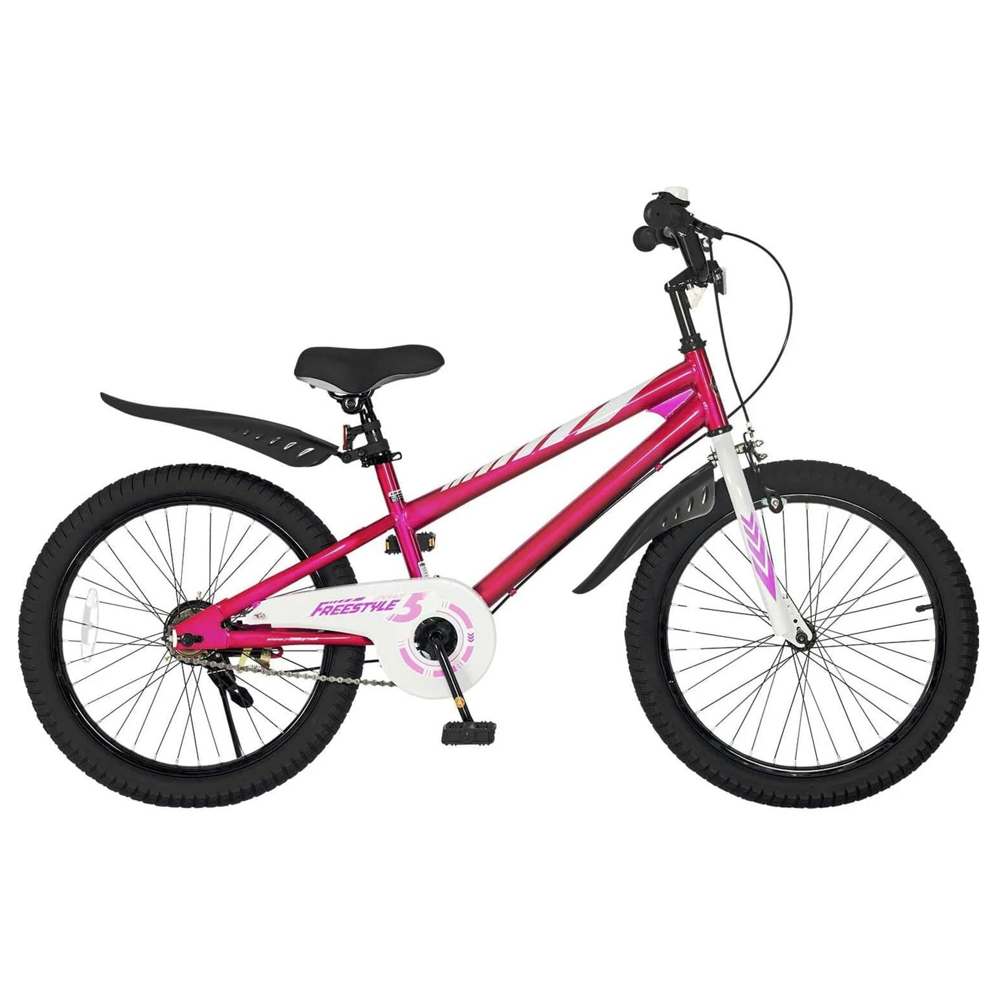 RoyalBaby Freestyle 20" Kids Bicycle with Kickstand and Water Bottle, Fuchsia - VMInnovations