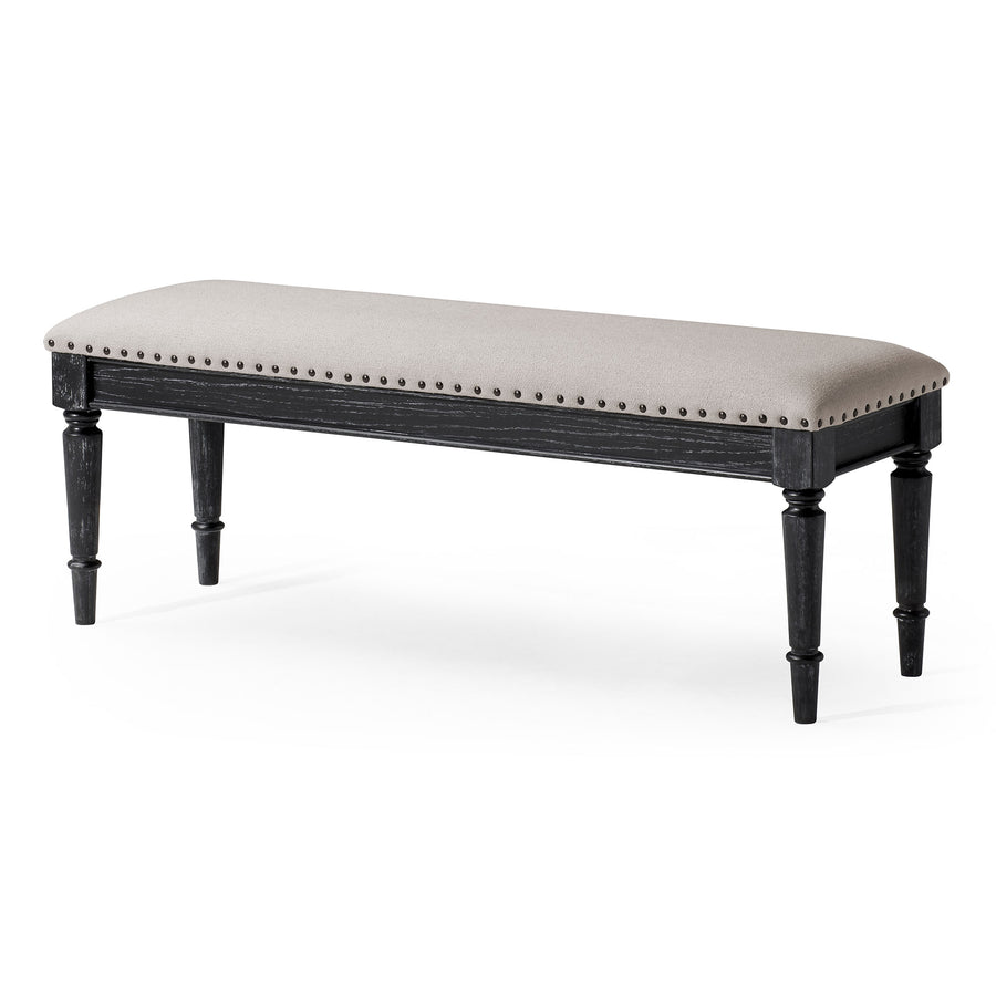 Maven Lane Traditional Upholstered Wooden Bench, Antiqued Black Finish (Used) - VMInnovations