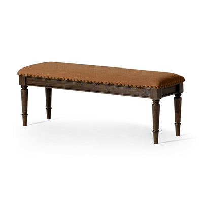 Maven Lane Upholstered Wooden Bench, Antiqued Brown Finish(For Parts) - VMInnovations