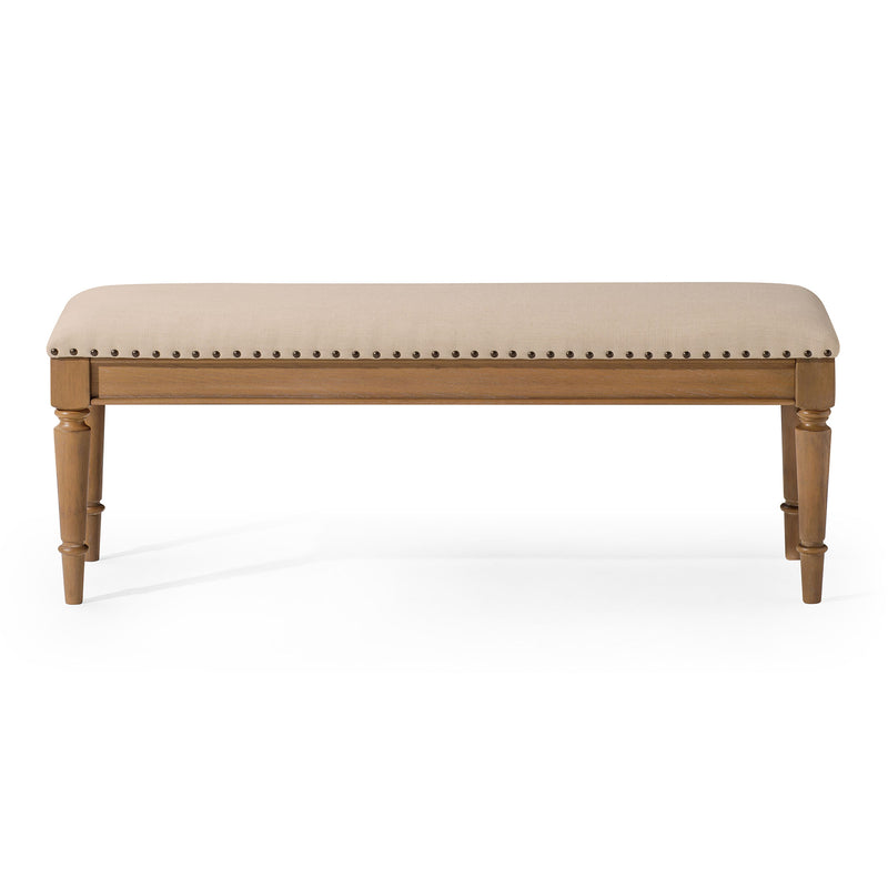 Maven Lane Traditional Upholstered Wood Bench, Antiqued Finish(For Parts)