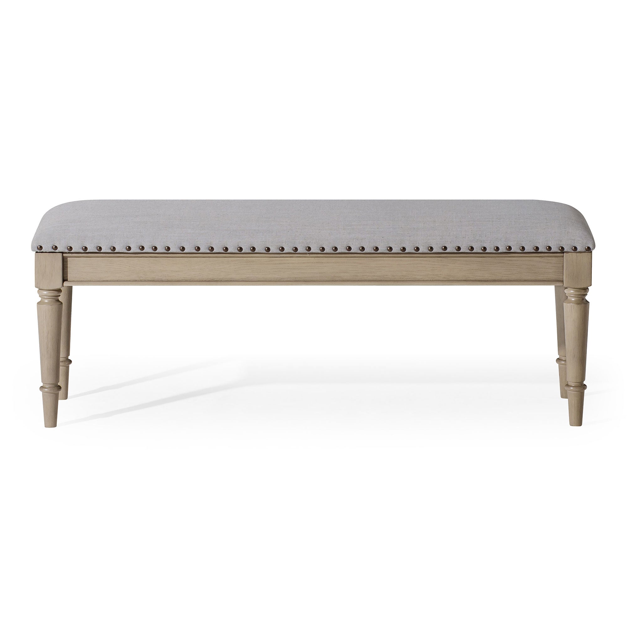 Maven Lane Traditional Upholstered Wooden Bench, Antiqued Grey Finish (Used) - VMInnovations