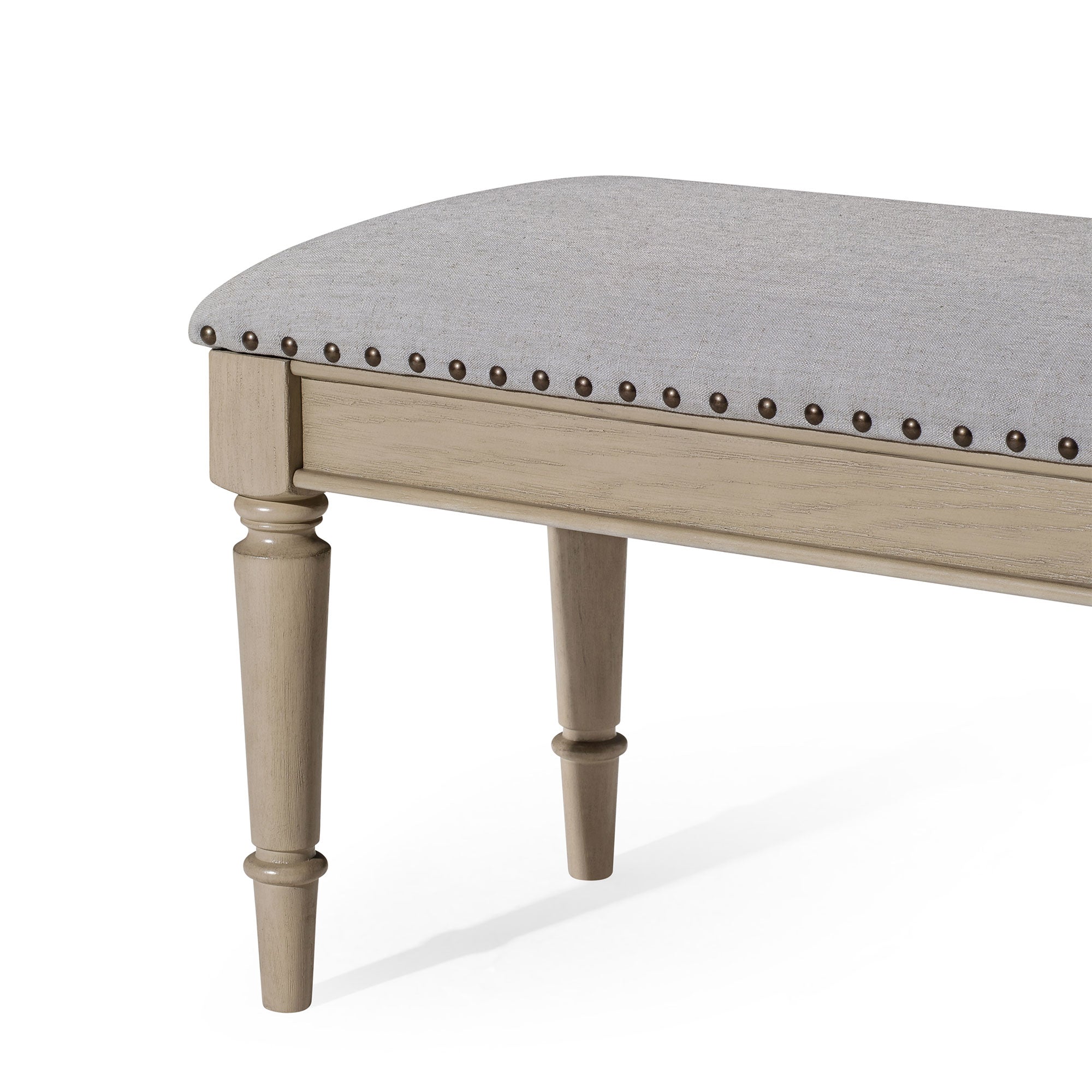 Maven Lane Elizabeth Upholstered Wooden Bench, Antiqued Grey Finish (Open Box) - VMInnovations