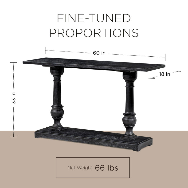 Maven Lane Arthur Traditional Wooden Console Table in Antiqued Black Finish