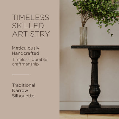 Maven Lane Arthur Traditional Wooden Console Table in Antiqued Black Finish - VMInnovations