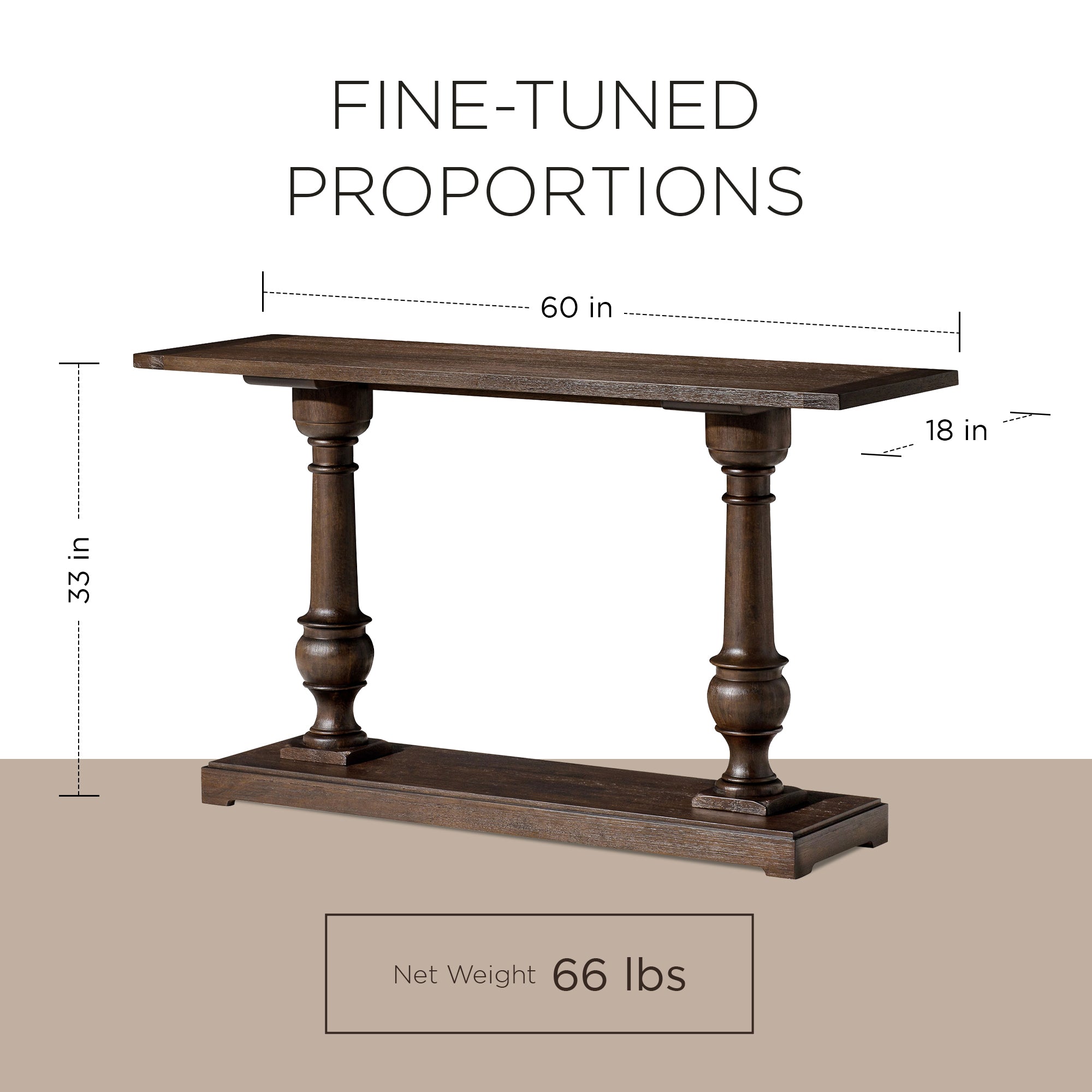 Maven Lane Arthur Traditional Wooden Console Table Antiqued Brown Finish (Used)