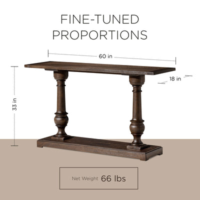 Maven Lane Arthur Traditional Wooden Console Table Antiqued Brown Finish (Used)