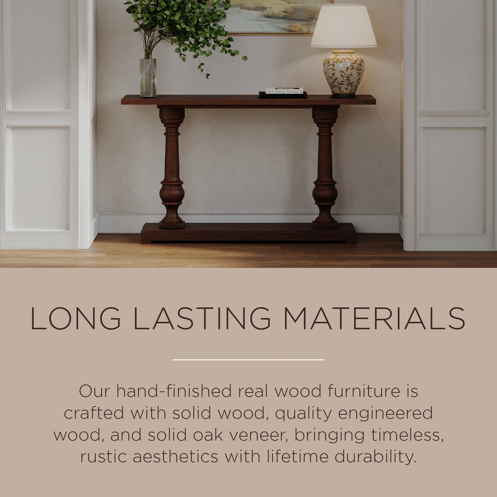Maven Lane Arthur Traditional Wooden Console Table in Antiqued Brown Finish - VMInnovations