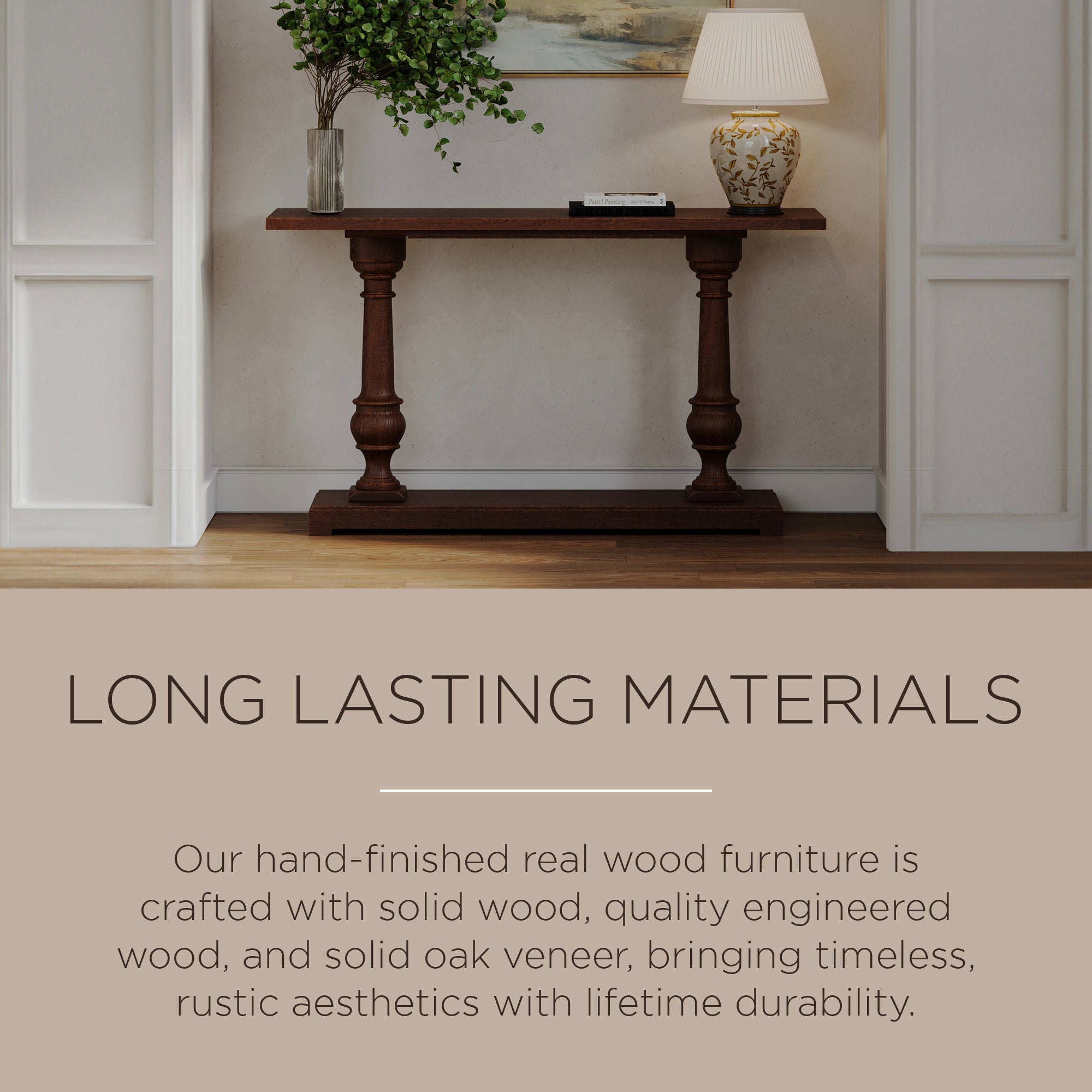 Maven Lane Arthur Traditional Wooden Console Table Antiqued Brown Finish (Used)