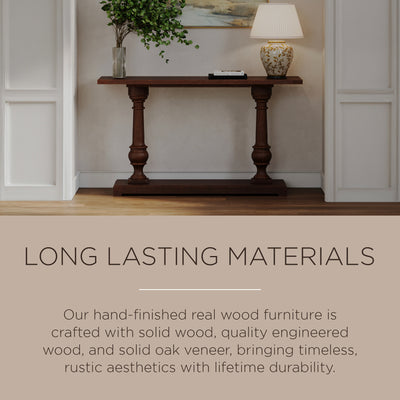 Maven Lane Arthur Traditional Wooden Console Table Antiqued Brown Finish (Used)