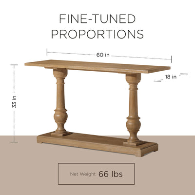 Maven Lane Traditional Wooden Console Table, Antiqued Natural Finish (For Parts)