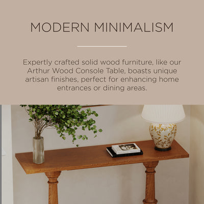 Maven Lane Arthur Wooden Console Table in Antiqued Natural Finish (Open Box) - VMInnovations