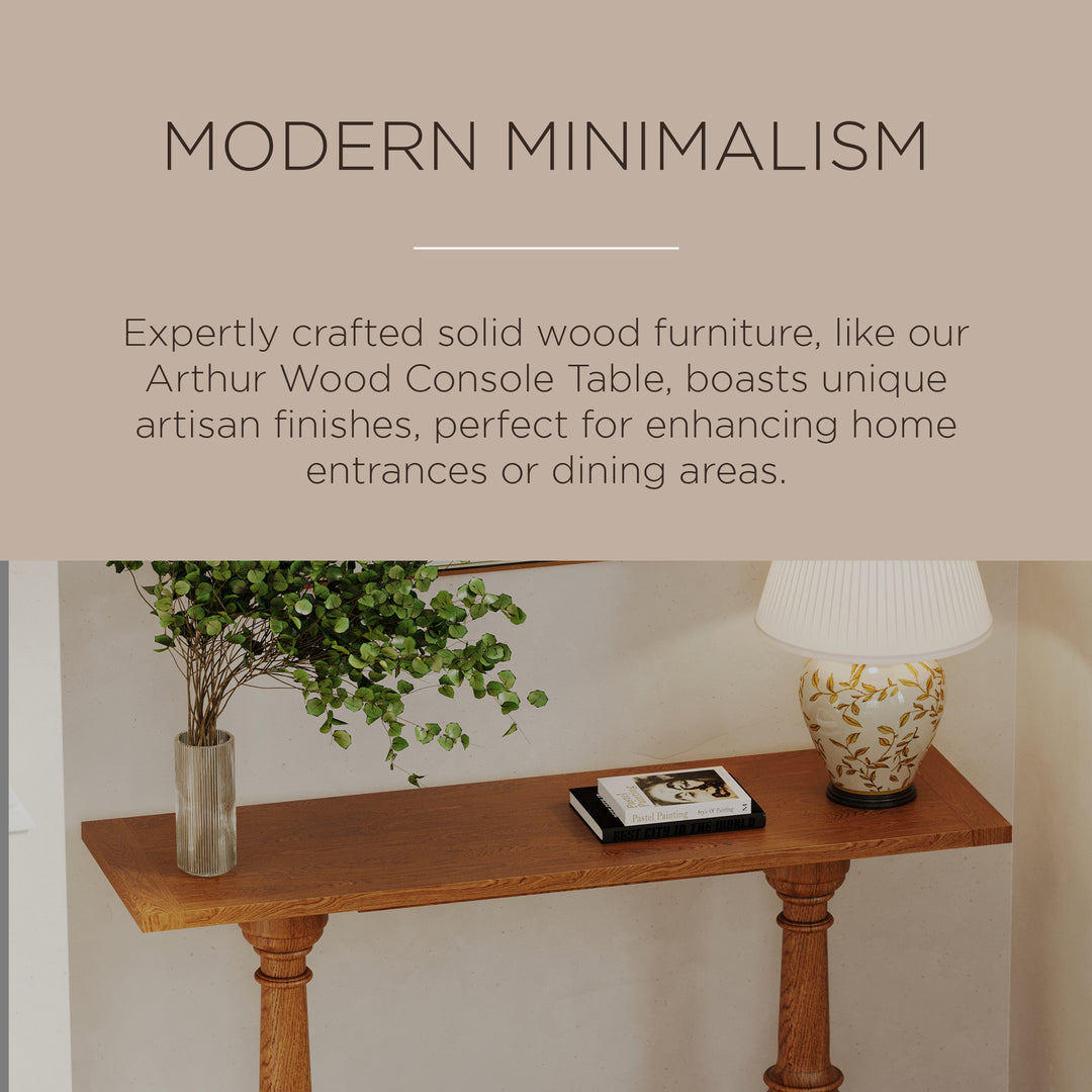Maven Lane Arthur Wooden Console Table in Antiqued Natural Finish (Open Box)